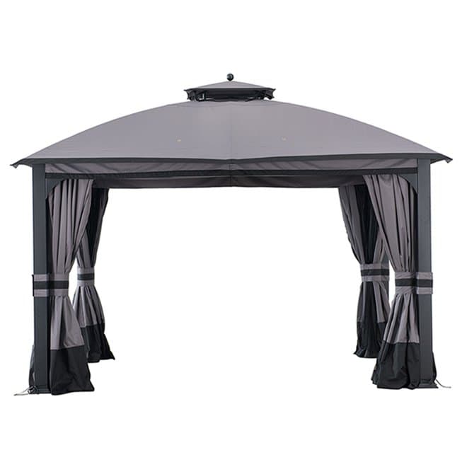 Style Selections 10 x 10-ft Black and Grey Soft-Top Gazebo with Netting - QUEEN